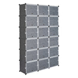 3-Row 12-Tier 36-Grid Black Shoe Rack Organizer w/ Translucent Pattern Doors