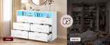 VASAGLE Custos Collection-Dresser for Bedroom w/ LED Lights&Power Strip