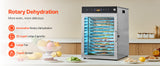 SucceBuy Rotary Food Dehydrator Machine 12 Stainless Steel Trays 800W with Adjustable Temperature & 24-Hour Timer for Jerky Meat