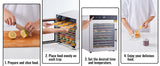 SucceBuy 10 Trays Food Dehydrator Stainless Steel Machine 800W/1000W Household