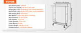 VEVOR Adjustable Length Clothes Rack w/ Bottom Shelf & Wheels for Laundry