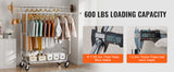 VEVOR Adjustable Length Clothes Rack w/ Bottom Shelf & Wheels for Laundry