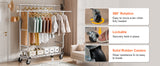 VEVOR Adjustable Length Clothes Rack w/ Bottom Shelf & Wheels for Laundry