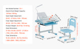 SucceBuy Kids Study Chair and Desk Set Study Desk and Chair for Kids with Table Lamp Adjustable Height  for Bedroom