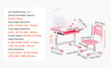 SucceBuy Kids Study Chair and Desk Set Study Desk and Chair for Kids with Table Lamp Adjustable Height  for Bedroom