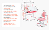 SucceBuy Kids Study Chair and Desk Set Study Desk and Chair for Kids with Table Lamp Adjustable Height  for Bedroom