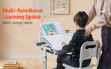 SucceBuy Kids Study Chair and Desk Set Study Desk and Chair for Kids with Table Lamp Adjustable Height  for Bedroom