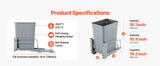 SucceBuy Pullout Trash Can for Kitchen Cabinets w/Heavy Duty Metal Soft Close Sliding System