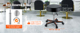 SucceBuy Rolling Round Stool 40cm Diameter w/ 5 Swivel Casters 360° Rotation Height Adjustable Round