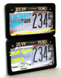 2nd Gen. PTP Motorcycle Clear License Plate Cover Shield & Black Metal Frame Combo