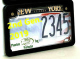 2nd Gen. PTP Motorcycle Clear License Plate Cover Shield & Black Metal Frame Combo