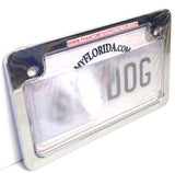 1st Gen. PTP Motorcycle Clear License Plate Cover Shield & Chrome Metal Frame Combo