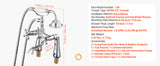 SucceBuy Clawfoot Tub Faucet Deck Mout  Bathtub Faucets with Handheld Shower 360° Rotation Spout & 59-in Long Hose for Bathtubs