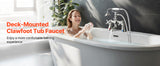 SucceBuy Clawfoot Tub Faucet Deck Mout  Bathtub Faucets with Handheld Shower 360° Rotation Spout & 59-in Long Hose for Bathtubs