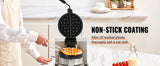 SucceBuy Electric Waffle Maker Stainless Steel Round Waffle Iron Non-Stick Waffle Baker